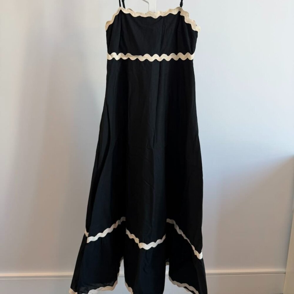 Petal & Pup Black Maxi Dress with Cream Trim